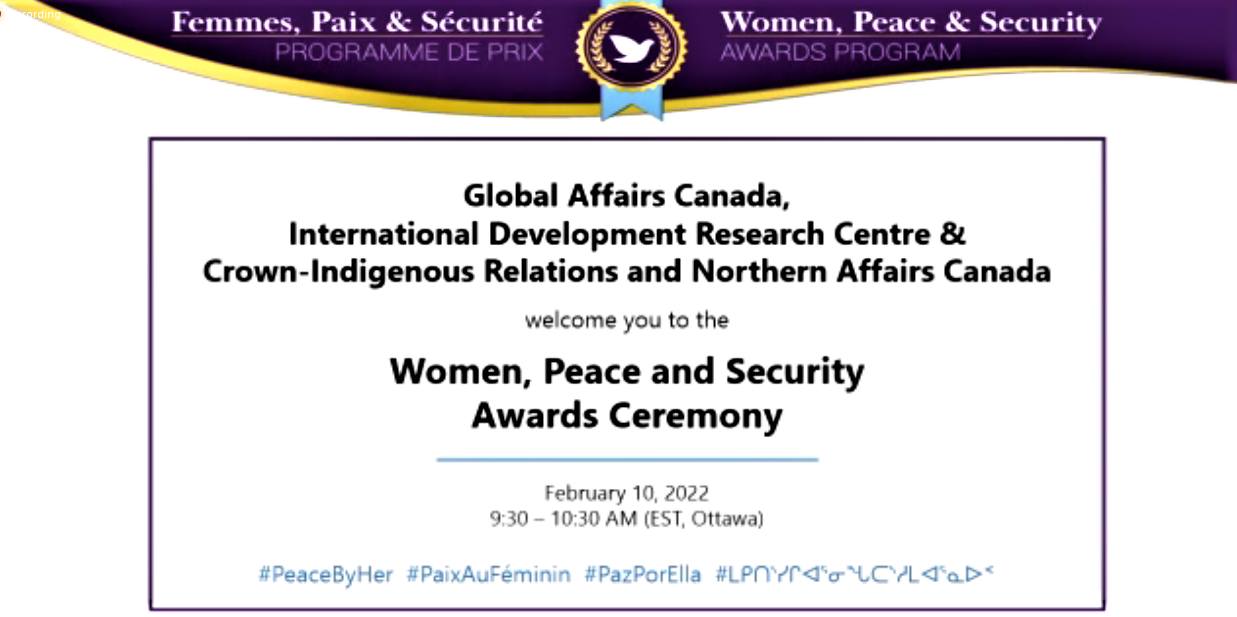 Femeile, pacea și securitatea - ceremonie anulă de premiere, 10 feb. 2022